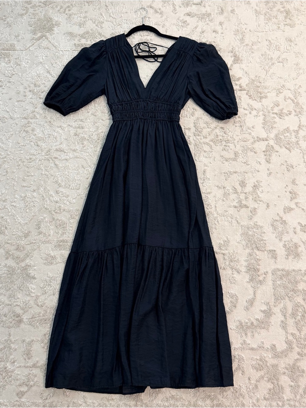 Abercrombie & Fitch navy blue deep v neck maxi dress size XS